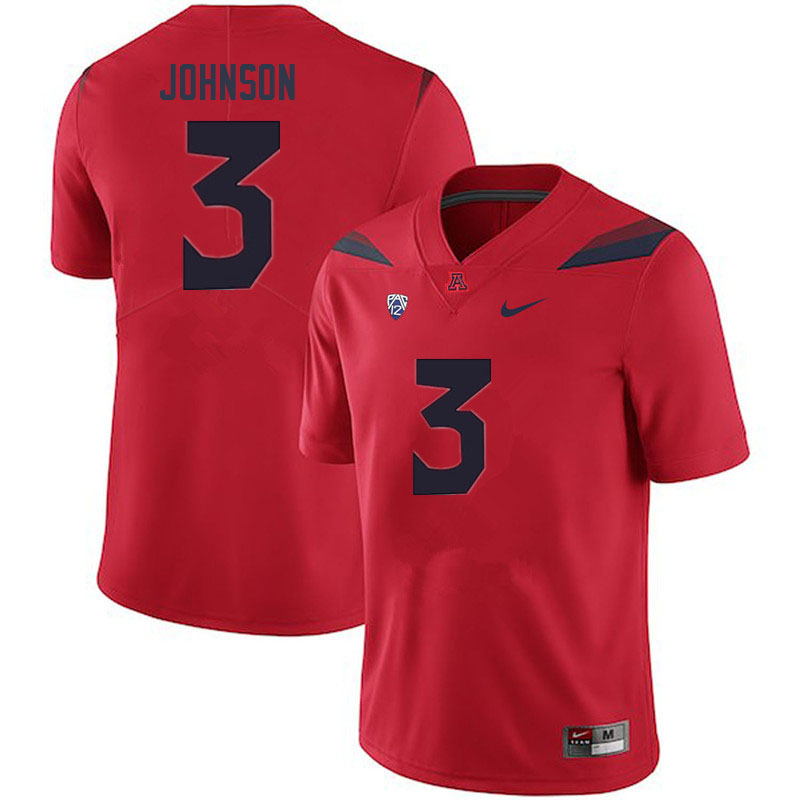 Men #3 Jalen Johnson Arizona Wildcats College Football Jerseys Sale-Red